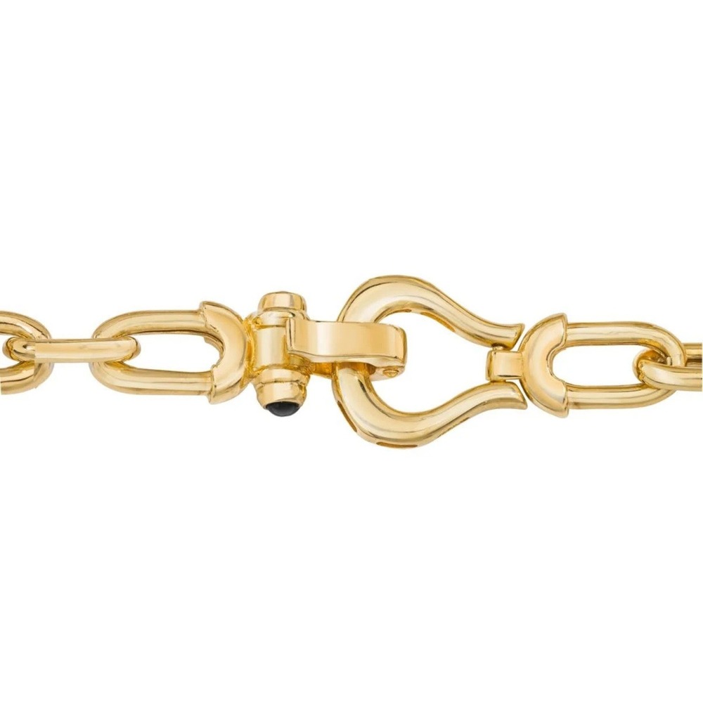Italian Gold Horseshoe Clasp Paperclip Link Bracelet – 14K Gold-Plated Silver - Picture 4 of 6